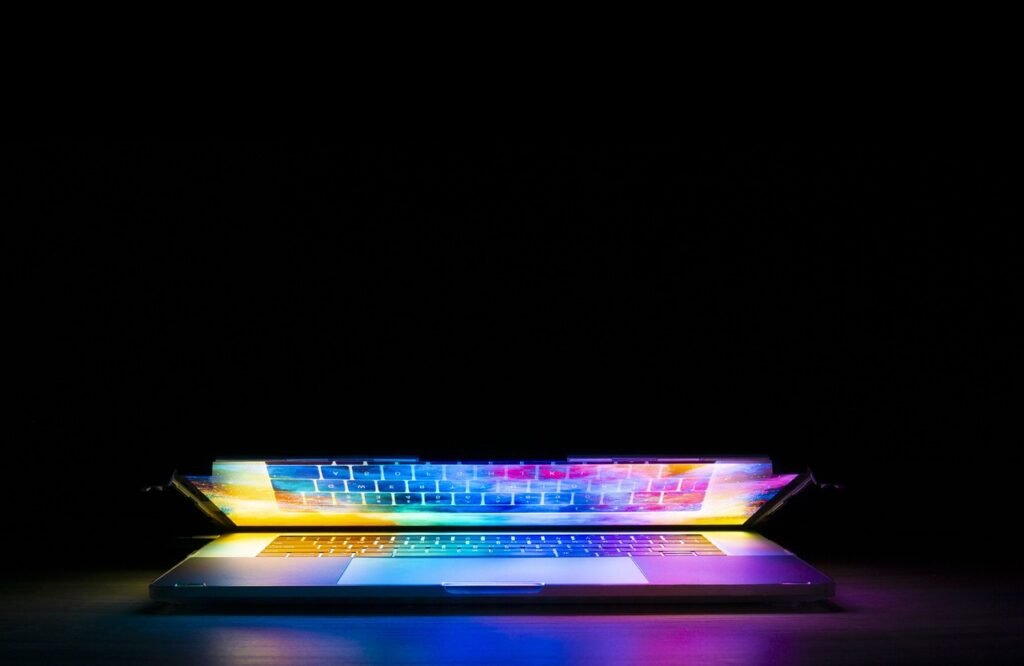 keyboard, computer, technology, light, colorful, design, color, artist, digital, isolated, laptop, internet, work, work from