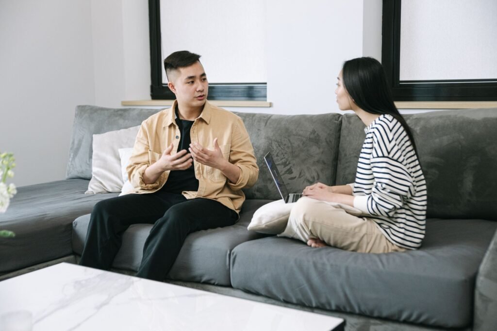 One adult listening attentively during a respectful conversation