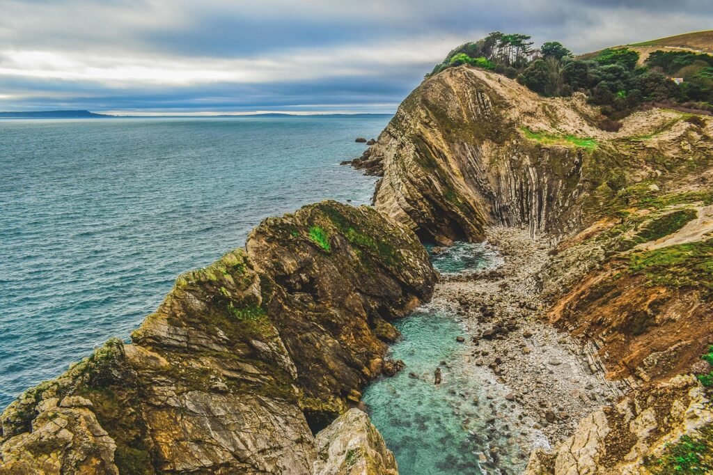 jurassic coast, dorset, england, uk, nature, united kingdom, landscape, ocean, sea, lulworth cove, sky, clouds, coast