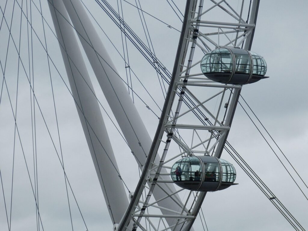 london, united kingdom, england, capital city, ferris wheel, entertainment, cabin, london eye