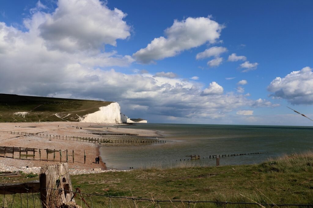 white cliffs, england, coast, cliffs, united kingdom, water, landscape, nature, beach