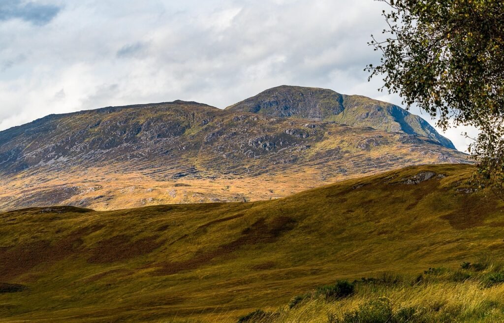 mountain, rock, landscape, nature, heaven, clouds, mountains, glen coe, scotland, fall, uk, united kingdom, outlook