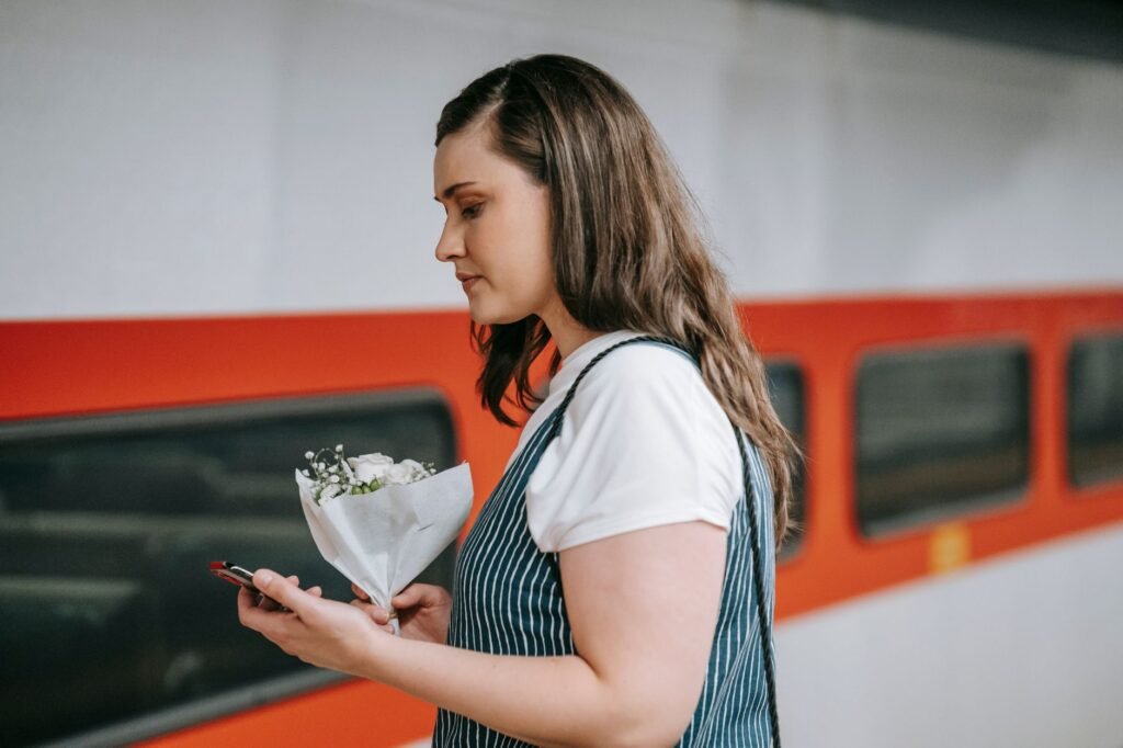 Traveller checking a route near Preston railway station