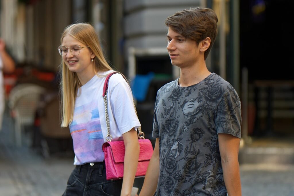 couple, walking, teenager, casual, outdoors, street, urban, friends, couple, teenager, teenager, teenager, teenager, teenager
