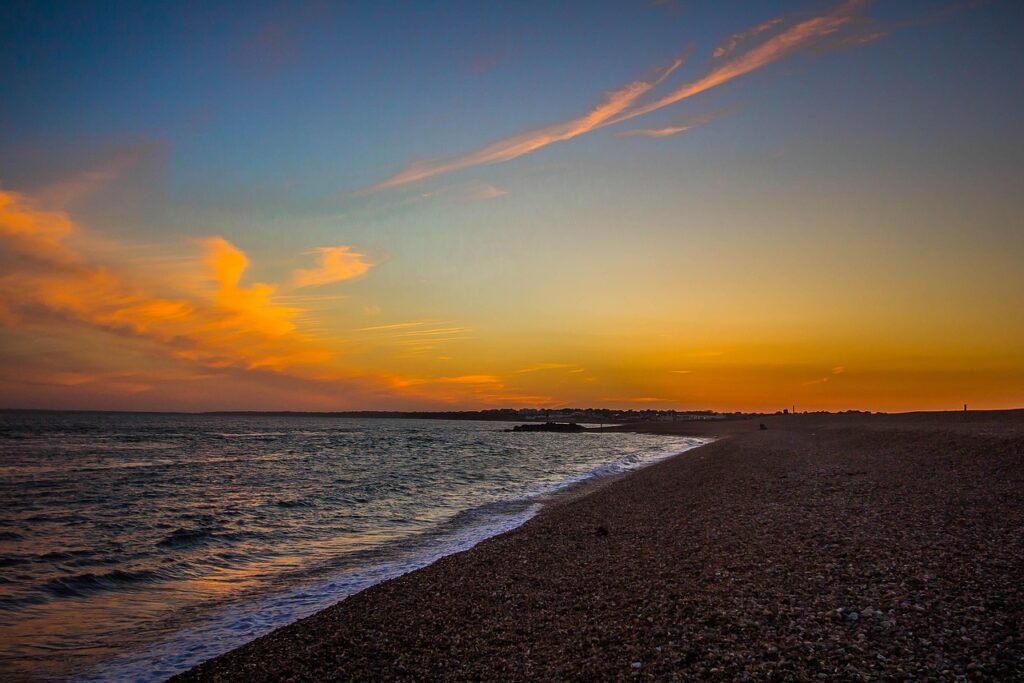 keyhaven, nature, united kingdom, beach, ocean, sunset