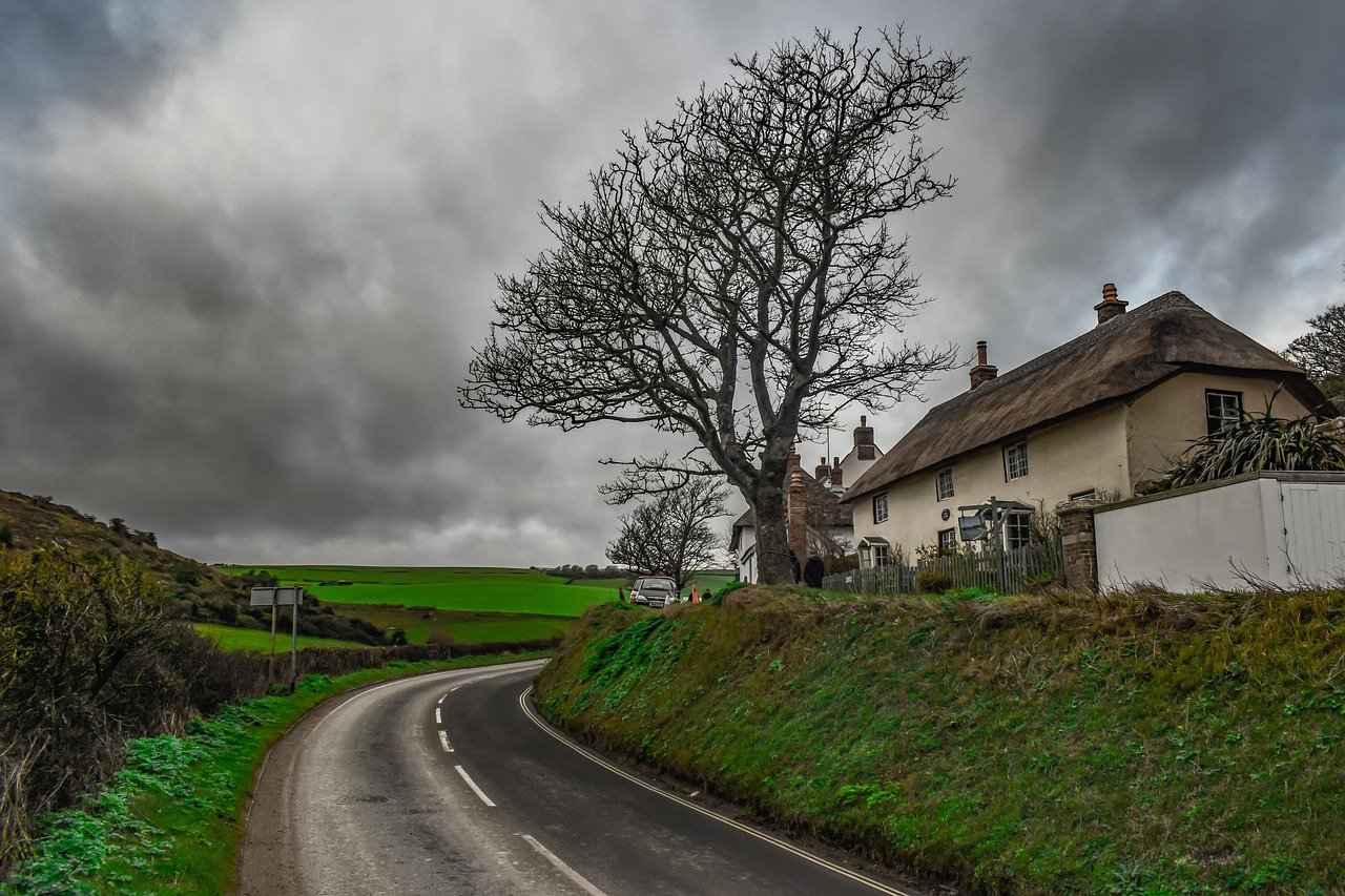 landscape, nature, scenery, road, house, cottage, rural, building, home, architecture, rustic, country, village, lulworth, do