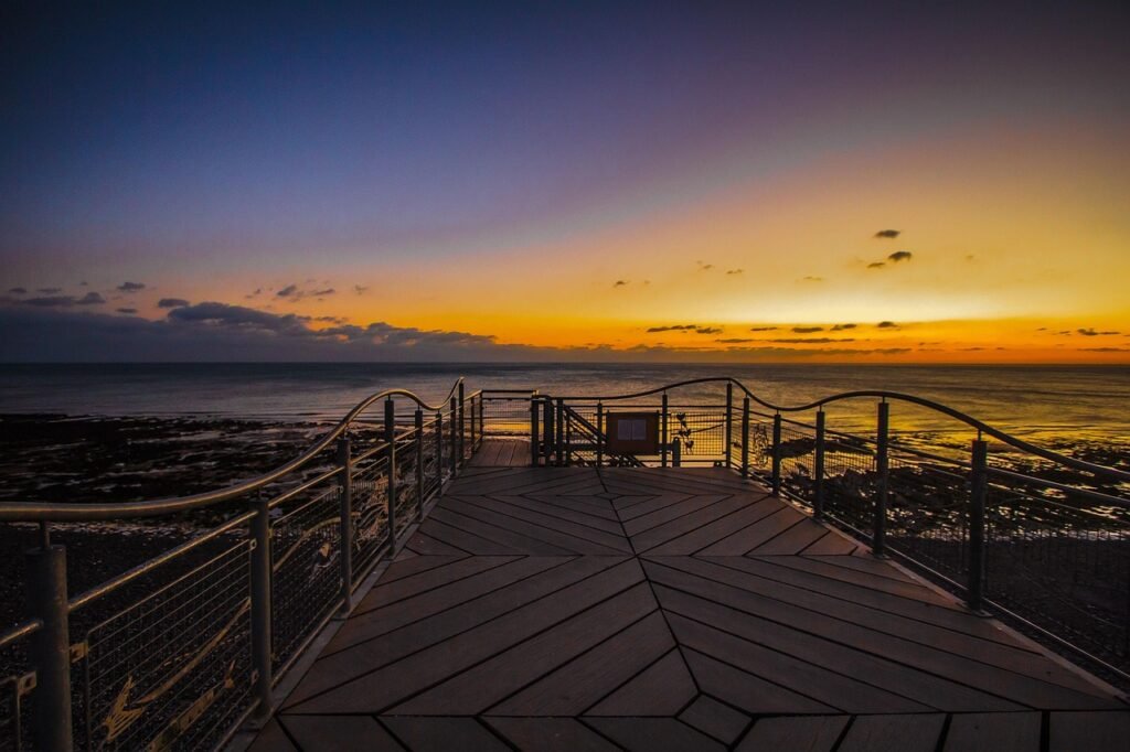 sunset, prospect, seven sisters, nature, the sea, united kingdom