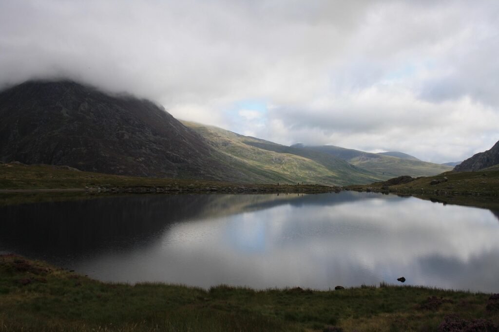 lake, mountain, snowdonia national park, wales, landscape, nature, reflection, sky, united kingdom