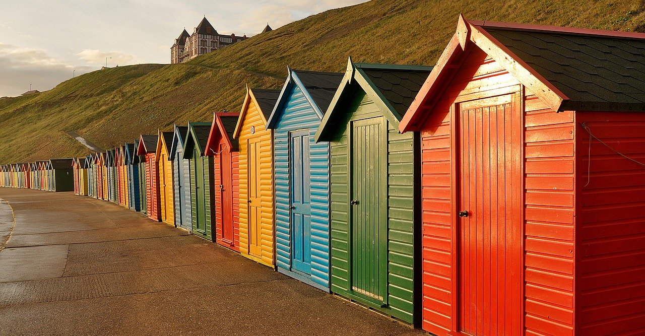 england, united kingdom, changing rooms, beach, sea, nature, vacations, uk, to travel, yorkshire, europe, beach huts, multico