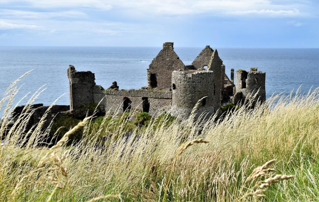 castle, historic, middle ages, architecture, building, landmark, landscape, northern ireland, ireland, dunluce castle, northe