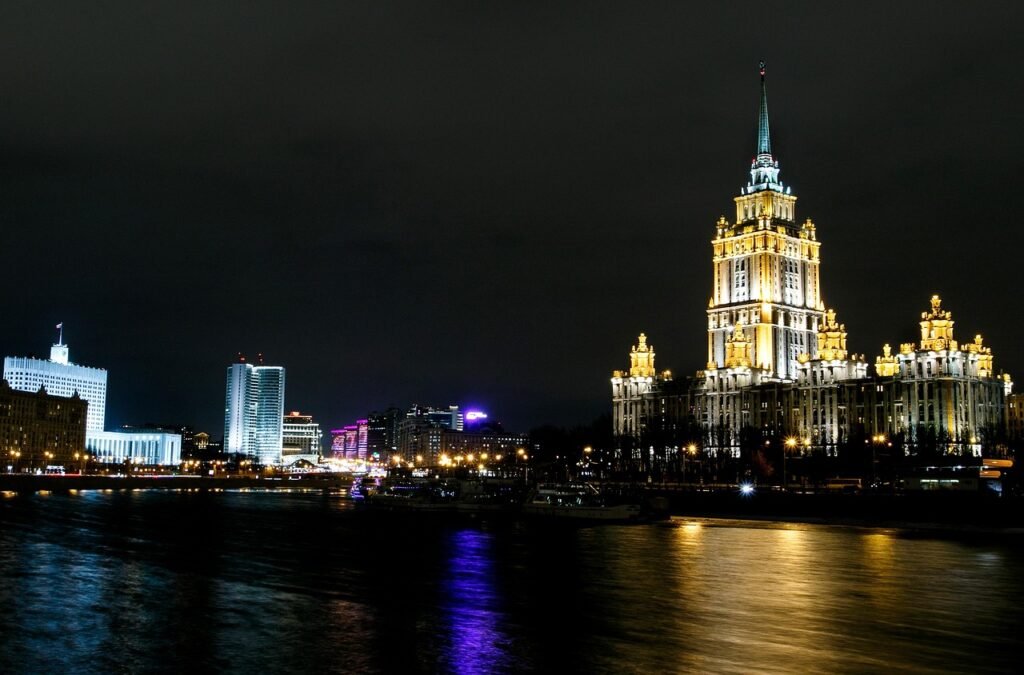 moscow, city, night, skyscrapers, night city, street, night lights, embankment, night view, night shooting, lights, streets,