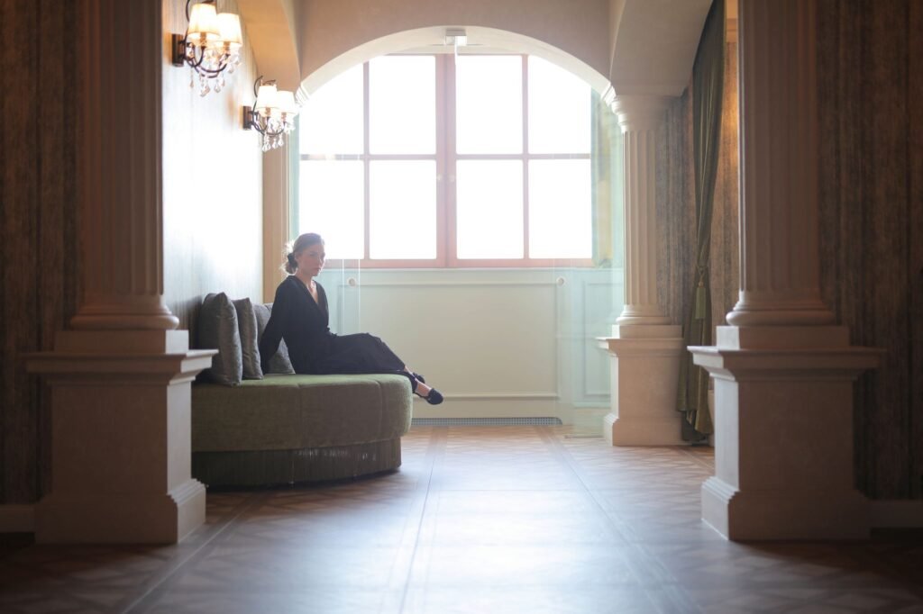 Quiet hotel lobby suitable for discreet travel planning