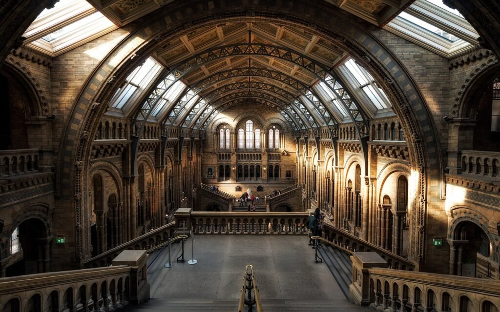 natural history museum, london, interior, arch, stairs, hall, architecture, history, museum, england, united kingdom, london,