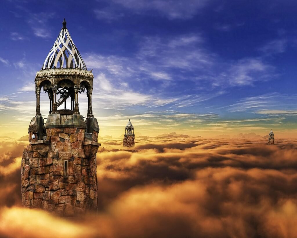 fantasy, nature, castle, cloud, sky, tower, fairy, medieval, magic, fairytale, dream, architecture, mystery, old, ancient, ki