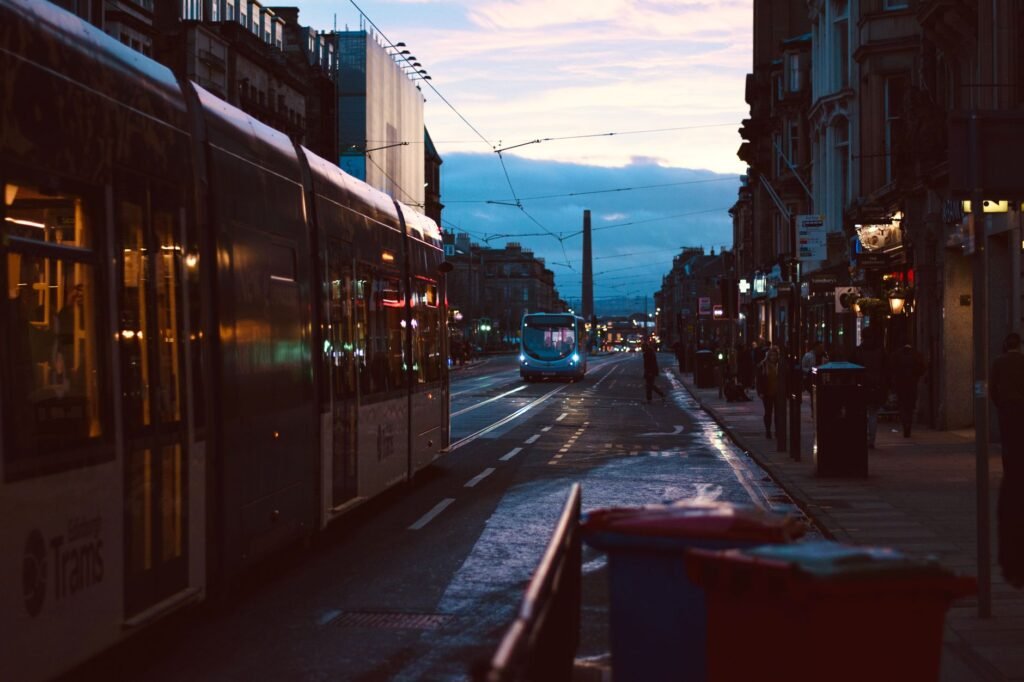 Telford street and transport route at dusk