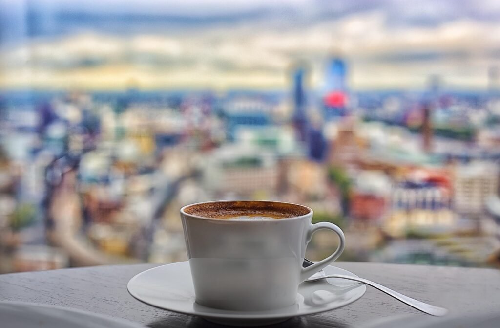 shard, coffee, cup, london, morning, city view, cafe, restaurant, coffee cup, uk, city, kingdom, british, england, building,