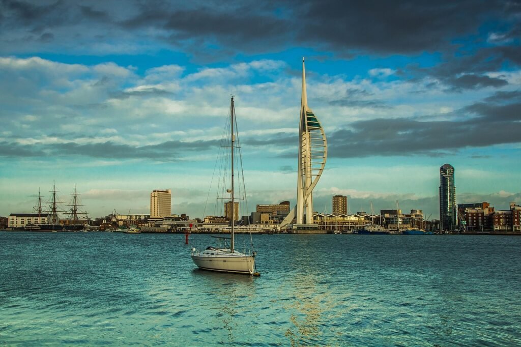 spinnaker tower, mora, the tower, landmark, harbor, portsmouth, panorama, united kingdom, portsmouth, portsmouth, portsmouth,