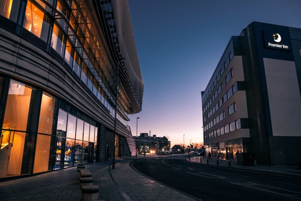 Quiet Wolverhampton street in the evening