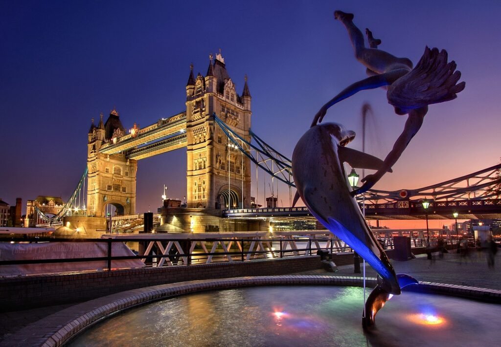 london, landmark, tower bridge, architecture, england, nature, river thames, sunset, dusk, city, evening, lights, twilight, u
