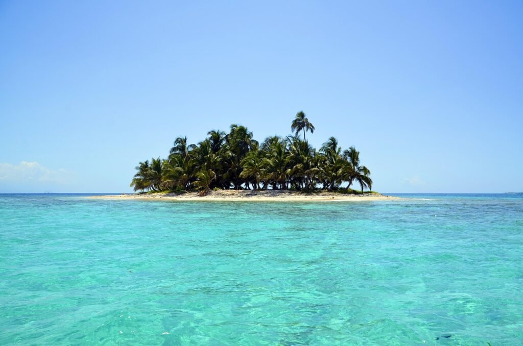 island, tropical, beach, palm trees, tropical island, paradise, sea, ocean, seascape, scenery, landscape, nature, outdoor, co