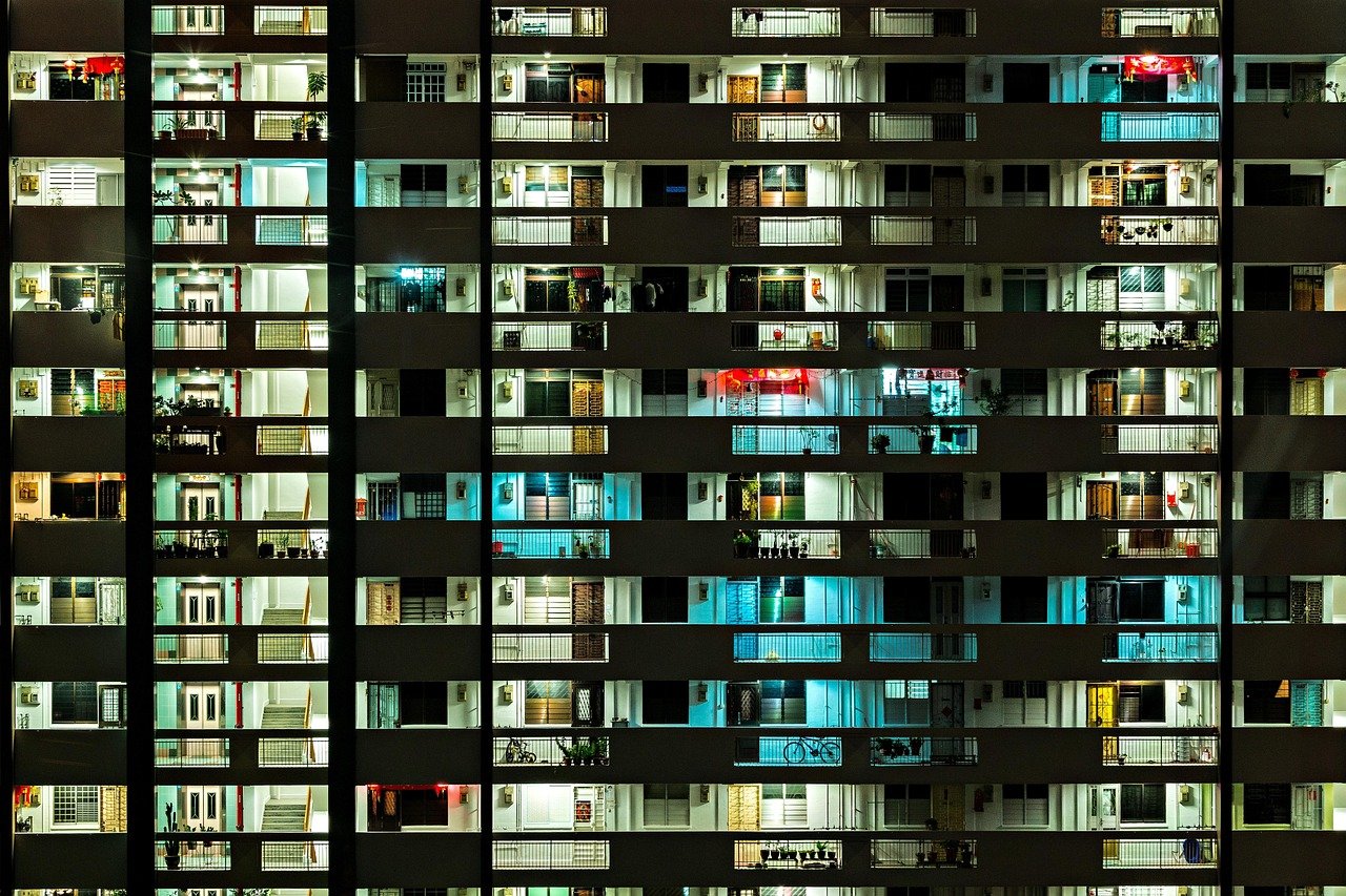 singapore, urban, tower, cityscape, architecture, building, metropolis, downtown, night, condominium, singapore, singapore, s