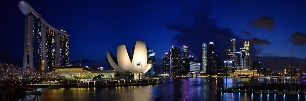 city, singapore, marina bay sands, buildings, modern, waterfront, city lights, illuminated, panorama, panoramic, cityscape, s