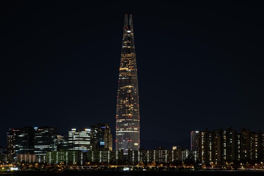 building, tower, lotte tower, night view, city, architecture, light, seoul, city, seoul, seoul, seoul, seoul, seoul