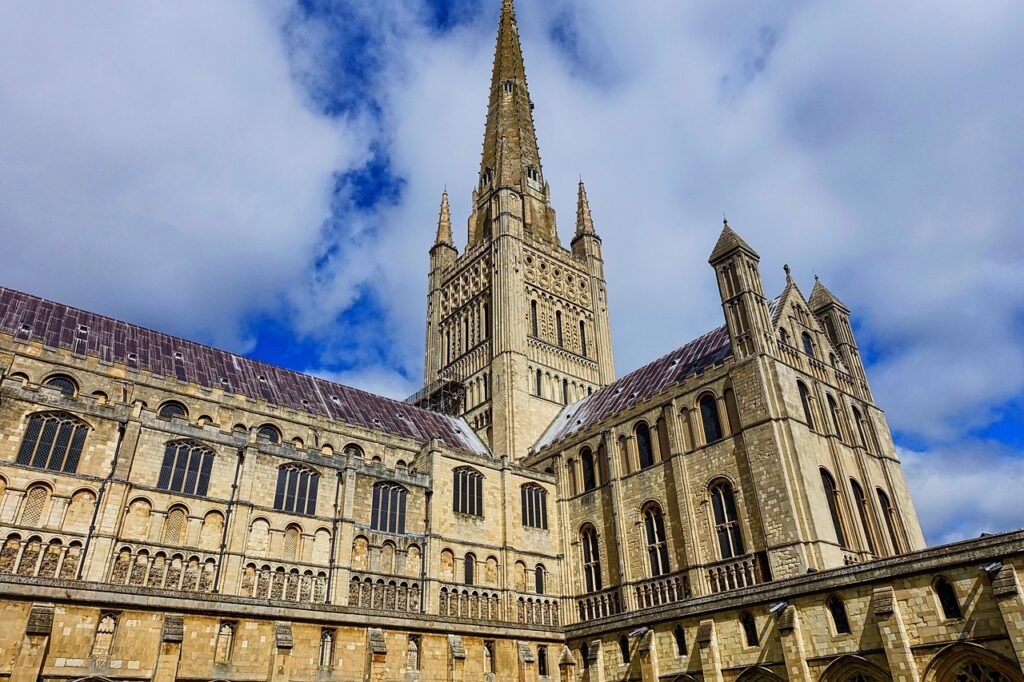 norwich cathedral, spire, medieval, architecture, christian, gothic, decorated, cathedral, norwich, stone, building, norwich,