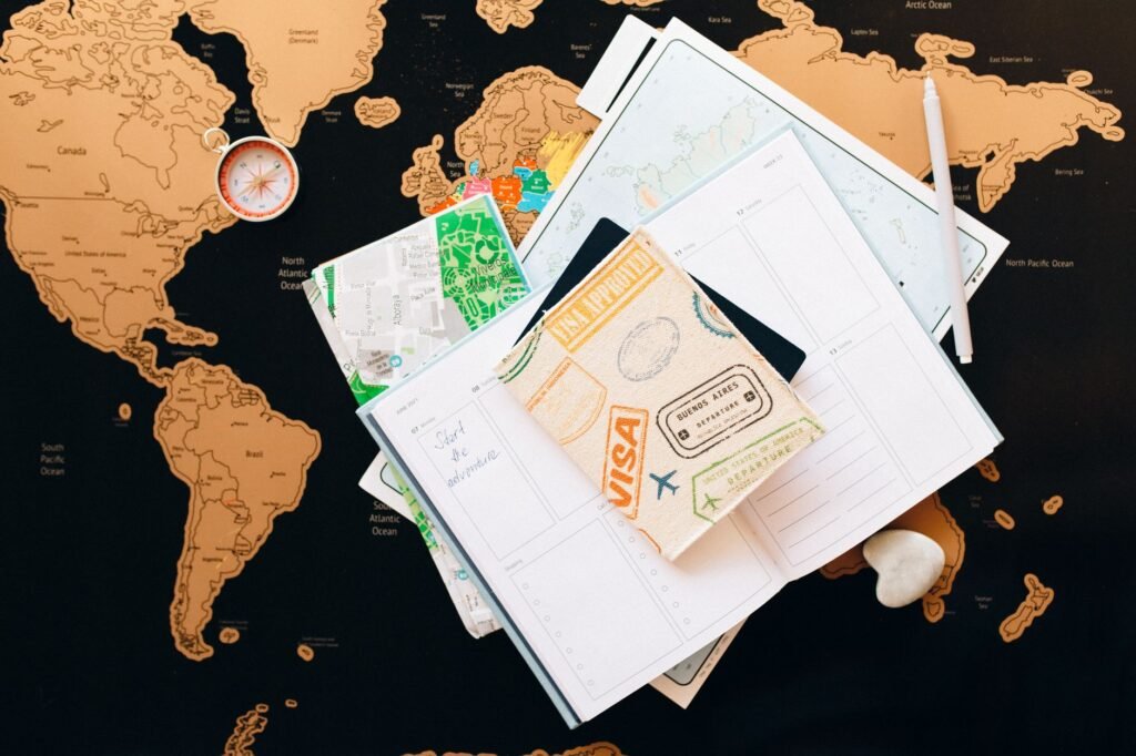 Notebook and phone used to organise a relaxed hotel weekend