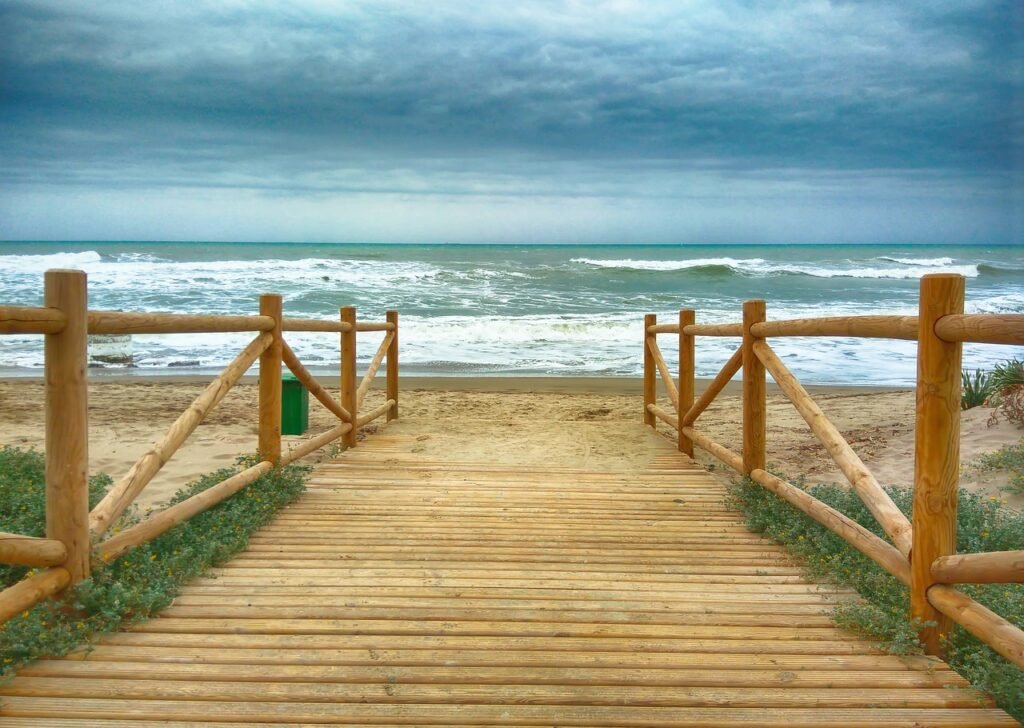 wooden, promenade, beach, wood, nature, bridge, trail, away, landscape, brighton, sky, path, boardwalk, railing, outdoor, sce