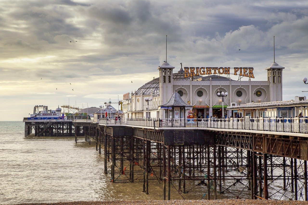 brighton, pier, england, sea, nature, sussex, water, seaside, coast, uk, architecture, seafront, tourism, british, attraction