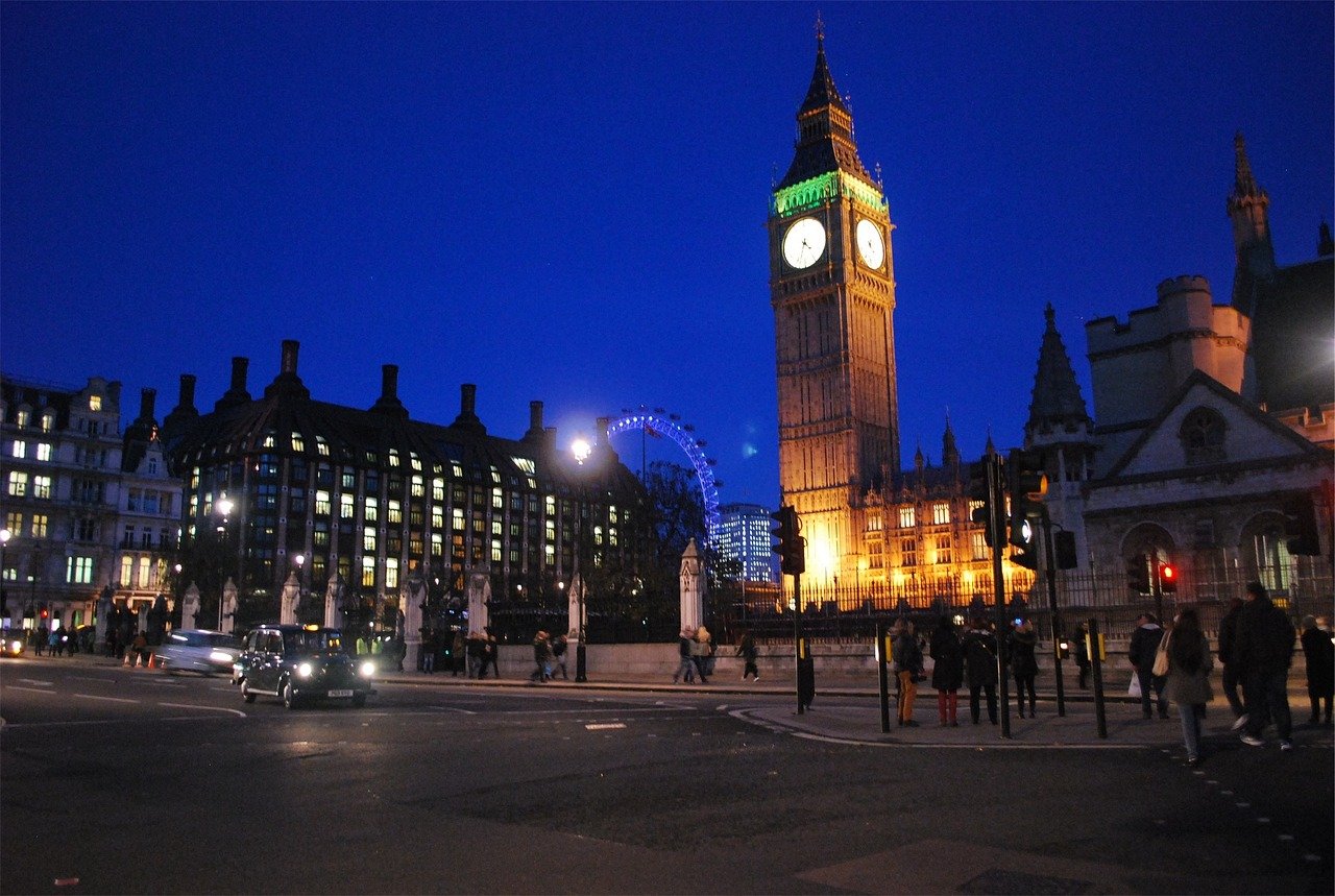 big ben, clock, parliament, london, england, united kindom, uk, streets, cars, people, pedestrians, blue clock, big ben, unit