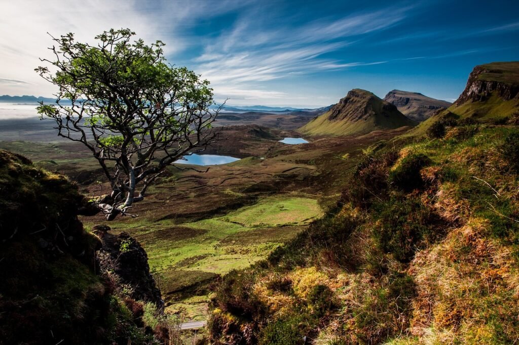 mountains, valley, summit, peak, landscape, mountain range, scenery, scenic, nature, quiraing, isle of skye, scotland, mounta