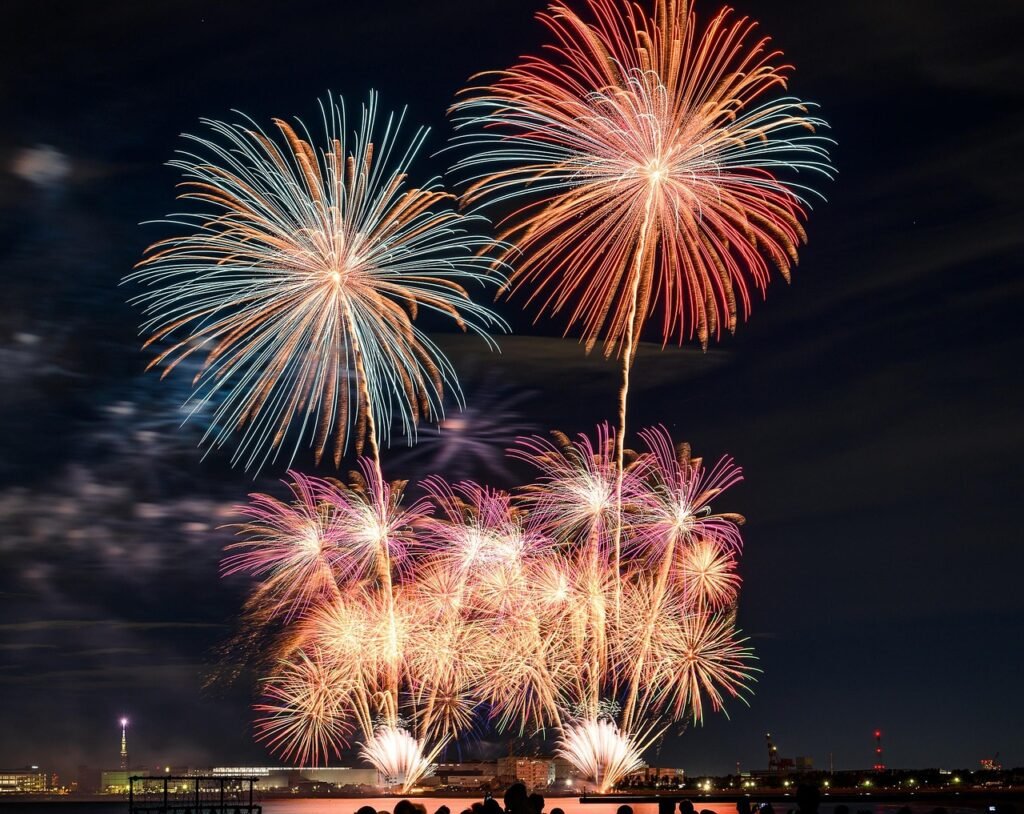 fireworks, night, sky, colorful, celebration, festival, event, show, display, pyrotechnics, explosion, burst, bright, dynamic
