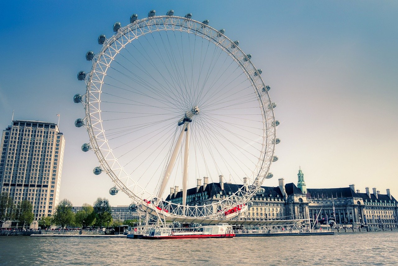 ferris wheel, london-eye, millennium wheel, london, city, outlook, river thames, river, bank, promenade, england, landmark, t