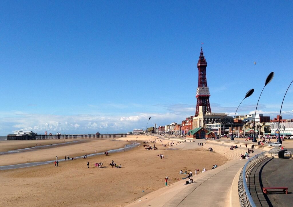 blackpool, tower, seaside, beach, england, pier, building, sea, landscape, promenade, nature, british, sand, lancashire, scap