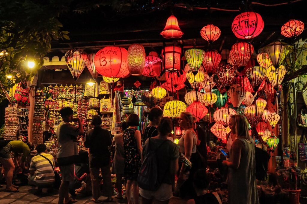 hoi an, vietnam, lanterns, store, shop, tourists, people, culture, traditional, famous, mid-autumn, lights, night, old town,