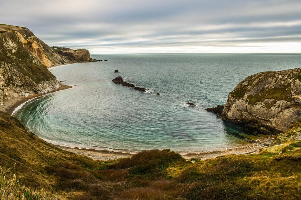 man o' war cove, beach, cove, ocean, sea, nature, landscape, seaside, bay, dorset, england, uk, coastal, scenic, travel, hori