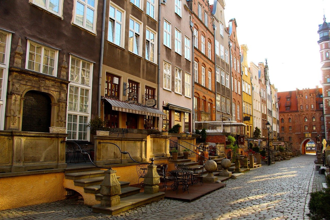 gdańsk, street, townhouses, morning, tourism, city, urban, poland, street, poland, poland, poland, poland, poland