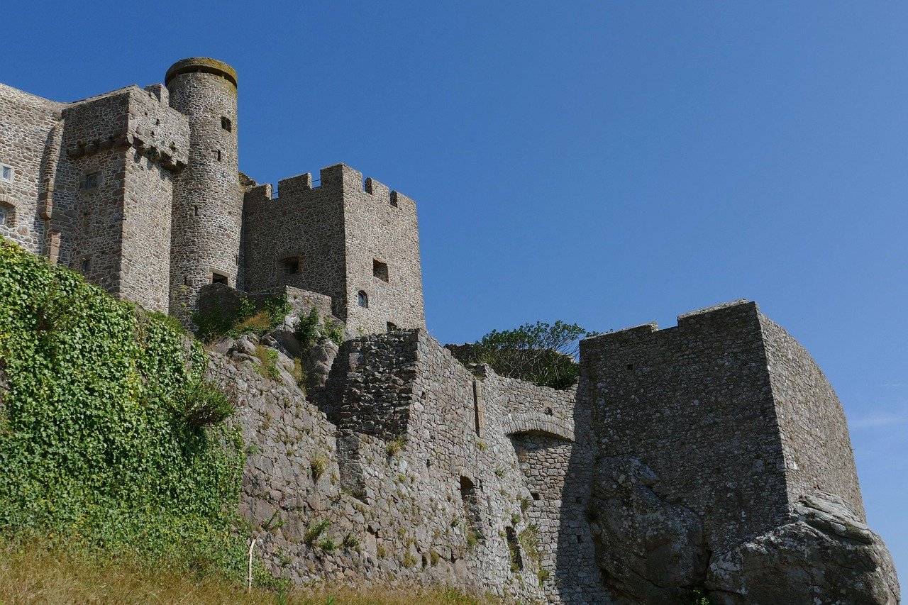 jersey, castle, orgueil, port, island jersey, gorey, historical, fortress, united kingdom, england, channel islands, outlook,