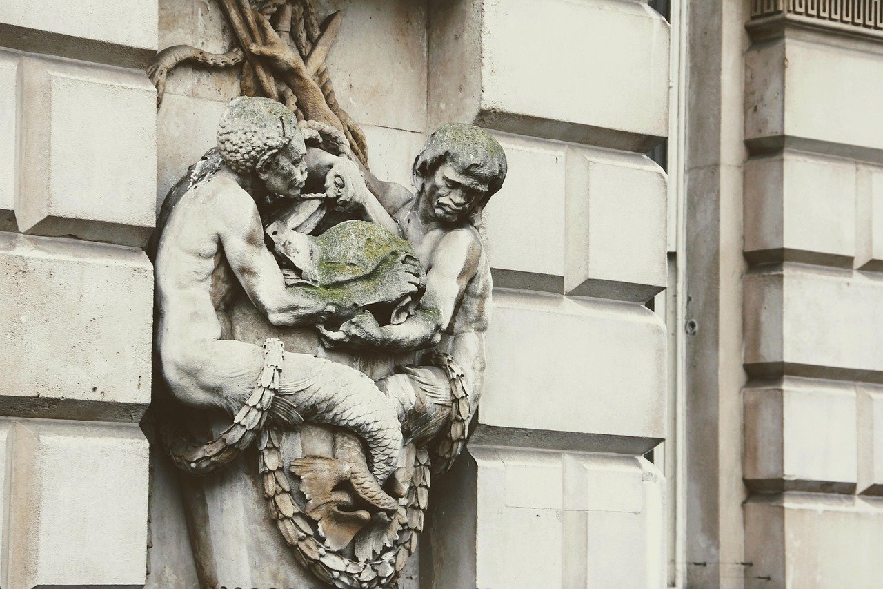 london, facade, sculptures, england, united kingdom, architecture, building, detail, characters