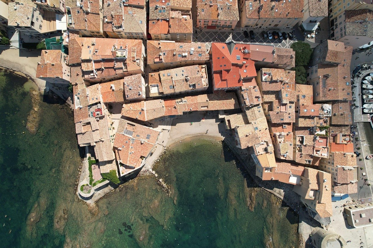 saint-tropez, port, france, street, village, aerial, town, ocean, nature, water, aerial photography
