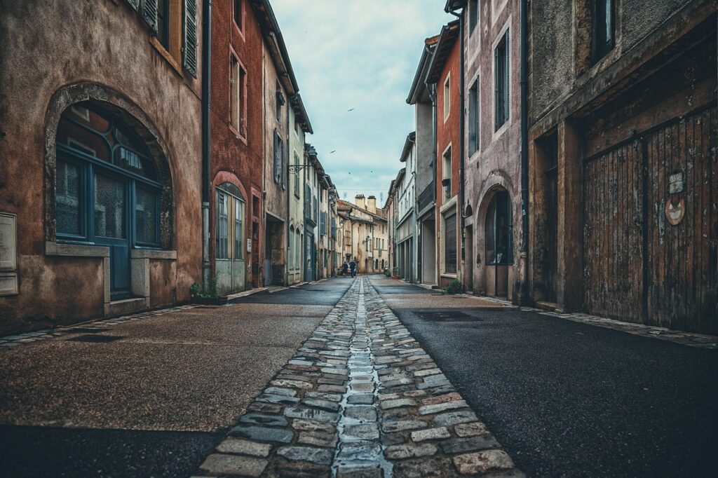 road, houses, city, village, old town, building, architecture, side walk, path, urban, facade, alley, perspective, historical