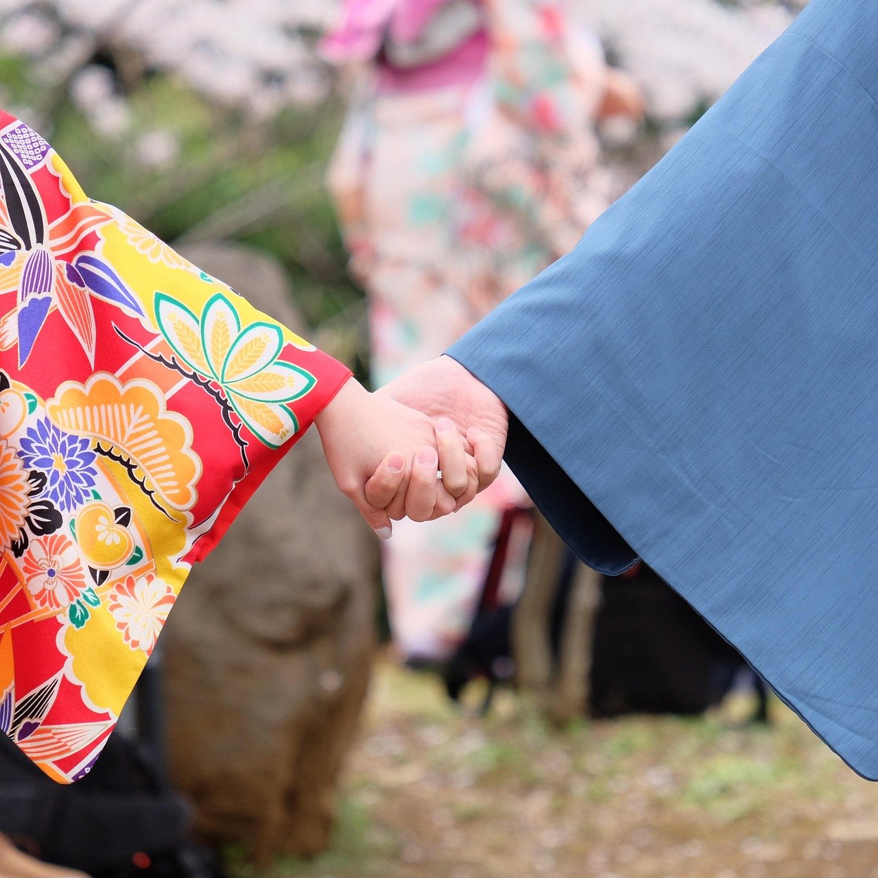 couple, ties hands, asian, lovers, date, kimono, kimono, kimono, kimono, kimono, kimono