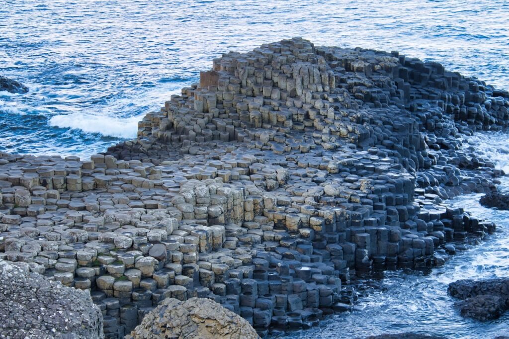 northern ireland, giant's causeway, nature, basalt, basalt columns, rock formation, sea, ocean