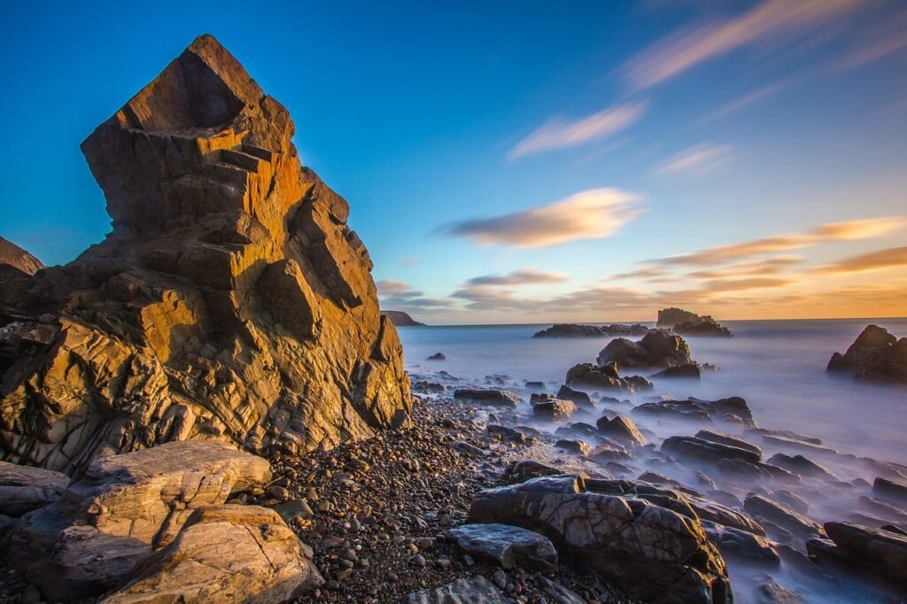cliffs, ocean, tide, wales, nature, england