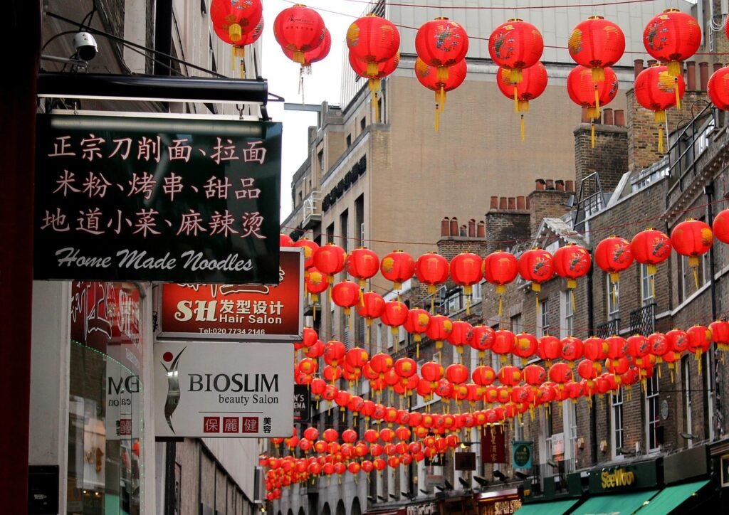 england, lanterns, china, street, city, aisle, center of city, china town, chinese, new year, decoration, china, china, china