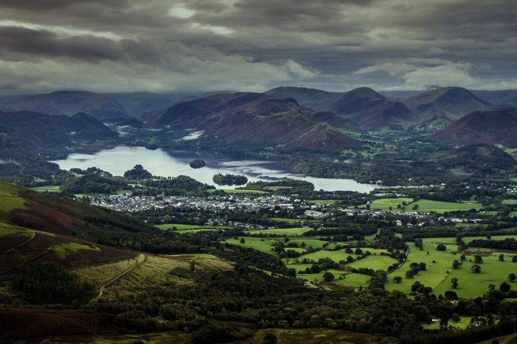 keswick, lake district, england, uk, scenic, cumbria, lake, district, water, countryside, mountain, britain, landscape, peak,