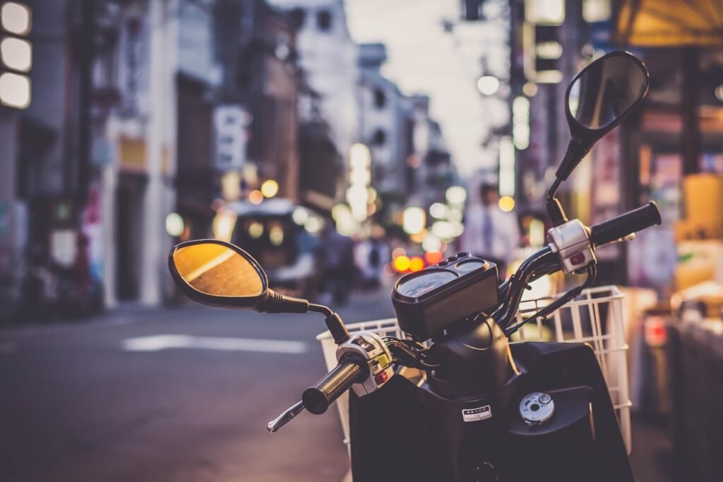 scooter, asia, asian, journey, motorbike, motorcycle, road, roadside, city, transportation, travel, travelling, trip, vehicle