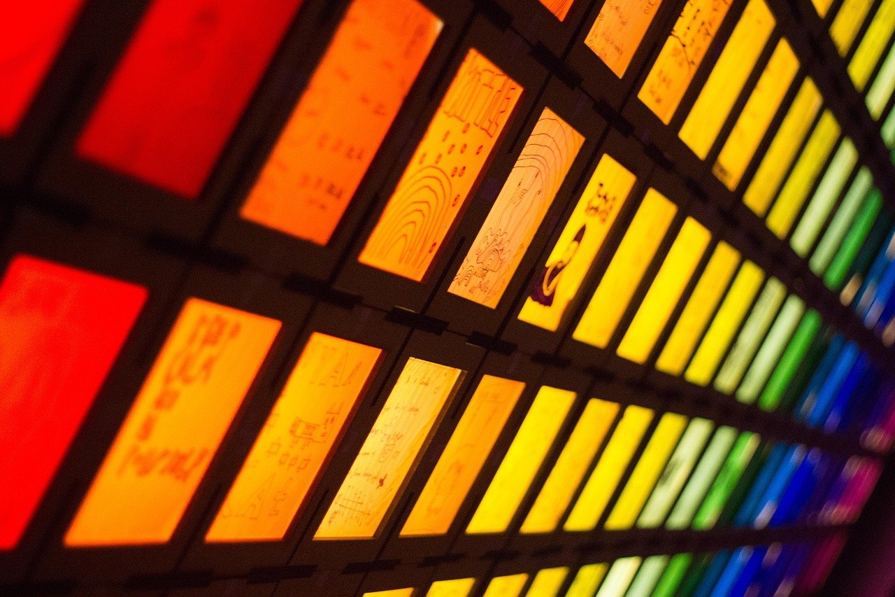 rainbow, nature, lights, art, spectrum, night, squares, Scotland, United Kingdom, Aberdeen